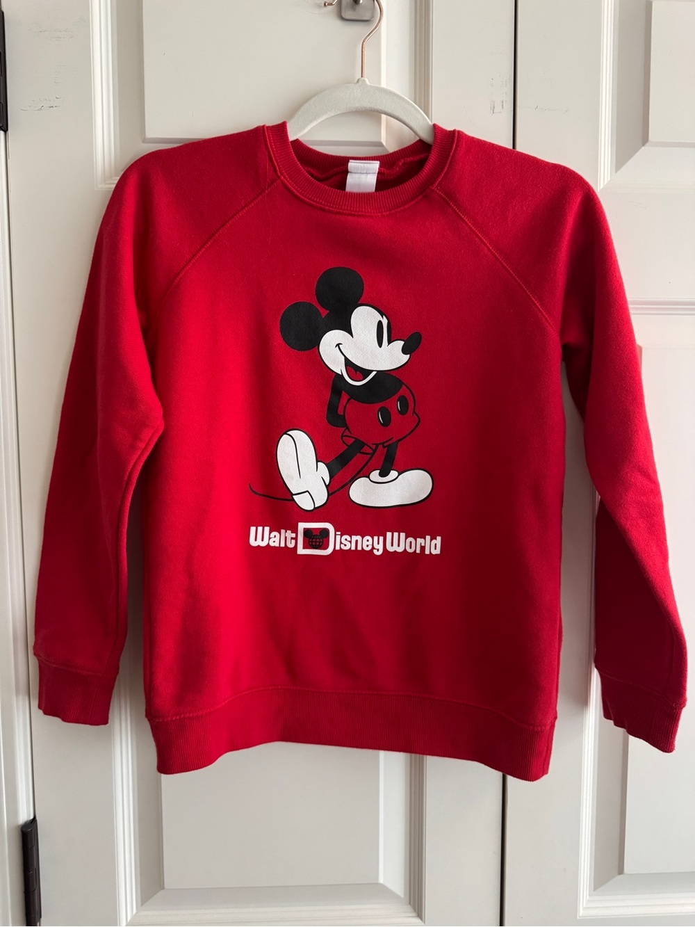 Disney Parks Walt Disney Classic Mickey Mouse Red Crew Sweatshirt Youth 11 12
